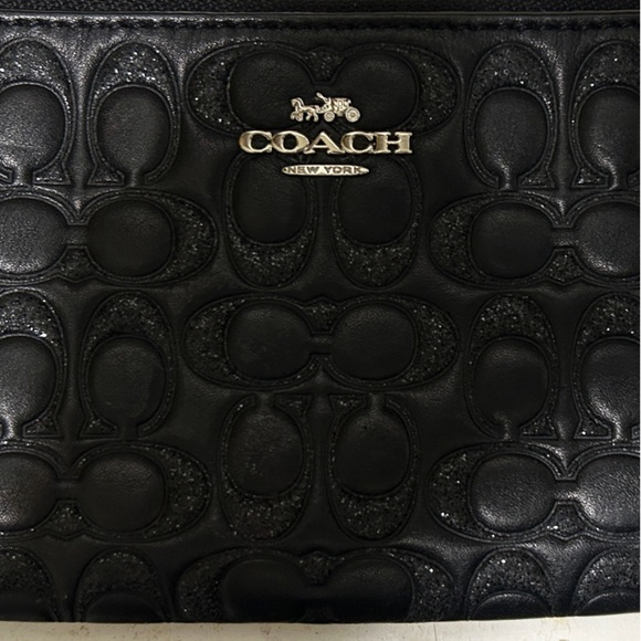 Coach Handbags - Coach Black Embossed Leather Wristlet